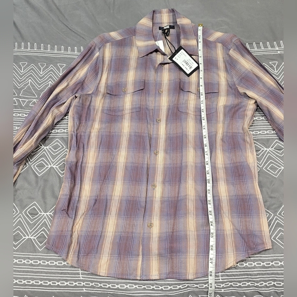Paige Men's Everett Plaid Button Down Shirt In Toasted Vanilla Size Small - Picture 7 of 8